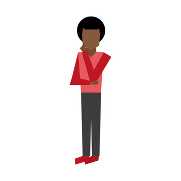 dark skin man in thinkin pose avatar icon image vector illustration design 
