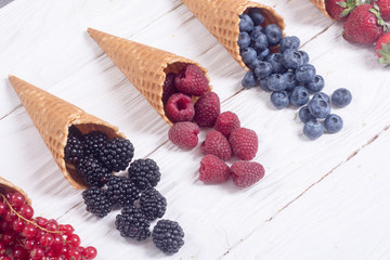 Berries in ice cream cone