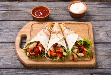 Mexican burrito with chicken