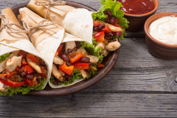 Mexican burrito with chicken