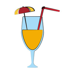 cocktail with umbrella and straw icon image vector illustration design 