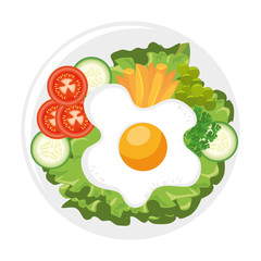 gourmet dish with fried egg icon over white background vector illustration