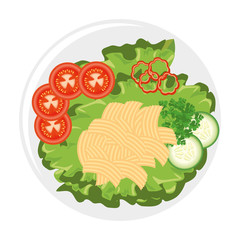 gourmet salad dish icon over white background vector illustration
