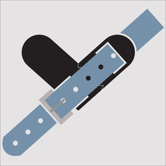Vector graphic icon blue strap connecting parts of the heart