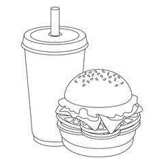 hamburger and drink cup  icon over white background vector illustration
