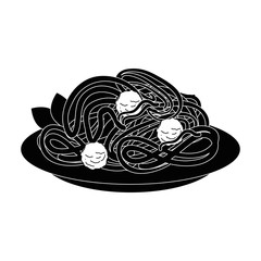 spaghetti dish icon over white background vector illustration