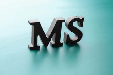 Management abbreviation MS made with letters on light color background