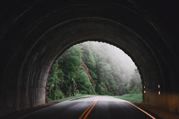 Foggy tunnel road // Blue Ridge Parkway, North Carolina