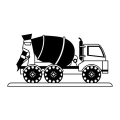 cement truck construction heavy machinery icon image vector illustration design  black and black and