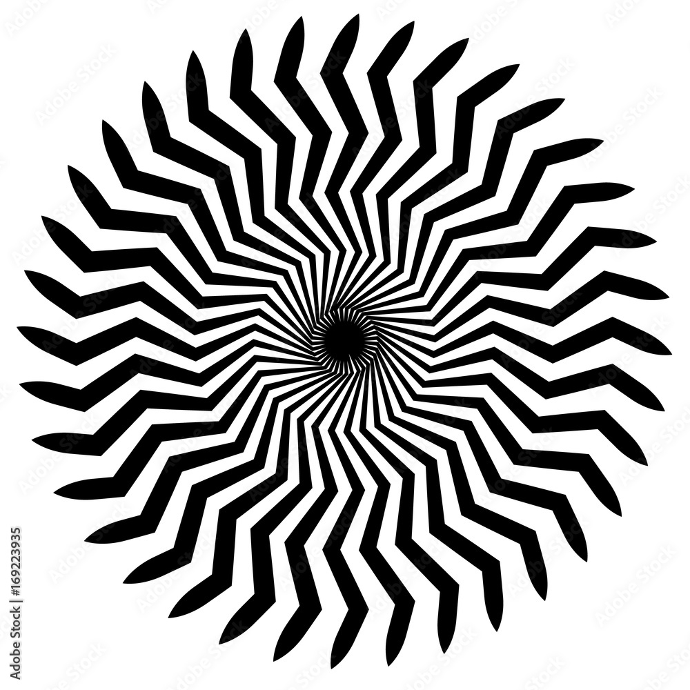 Poster circular geometric motif. abstract grayscale op-art element