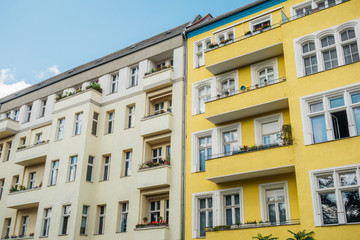white and yellow houses at prenzlauer berg, germany