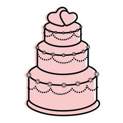 Cute wedding cake icon vector illustration graphic design
