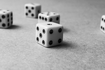Dice black and white - selective focus