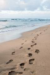 Footsteps along beach in Hawaii - 169224910