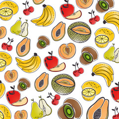 Delicious fruits background icon vector illustration graphic design