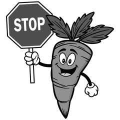 Carrot with Stop Sign Illustration