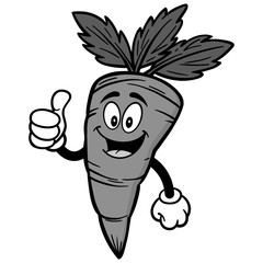 Carrot with Thumbs Up Illustration