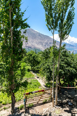 Fototapeta na wymiar A view of Karimabad with beautiful and adorable farmhouse
