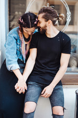 Young man and woman on the stree