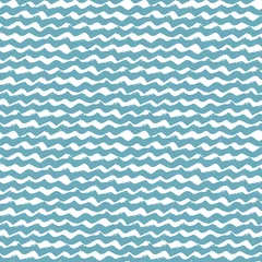 Foto op Plexiglas Zee Naadloos waterpatroon met handgetekende golvende penseelstreken