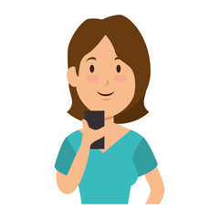 Woman with smartphone icon vector illustration graphic design