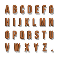Set of wood alphabet letters. Vector illustration.
