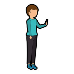 Man with smartphone icon vector illustration graphic design