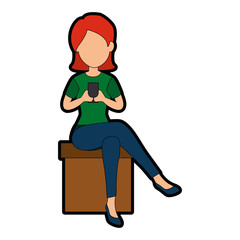 Woman with smartphone icon vector illustration graphic design