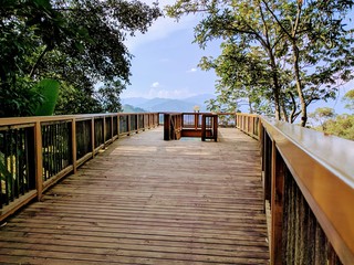 wood balcony bridge