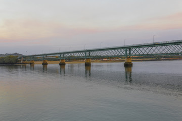 Eiffel bridge in Viana do Castelo at sunset, north of Portugal