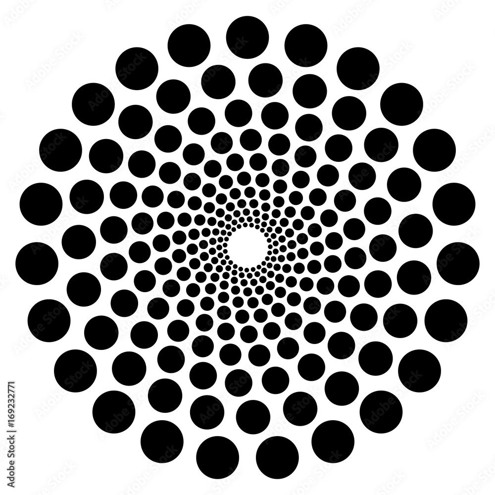 Poster circular geometric motif. abstract grayscale op-art element