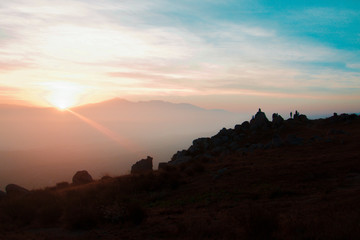 Sunrise on the top of a mountain
