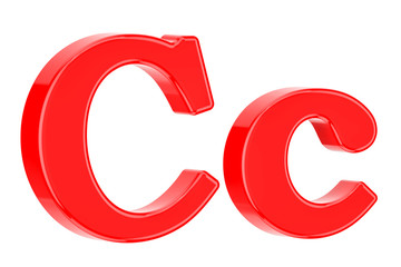 English red letter C with serifs, 3D rendering