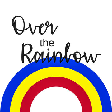 Inspirational Quote:  Somewhere over the Rainbow in typography with colorful rainbow