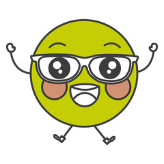 happy with glasses emoticon face character icon vector illustration design