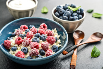 Cottage cheese with fresh blueberry