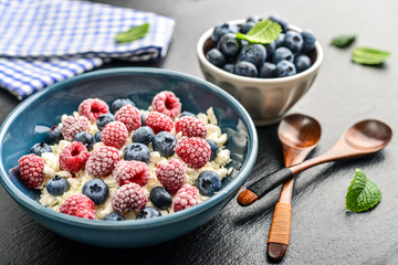 Cottage cheese with fresh blueberry