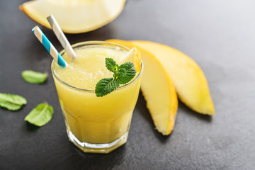 Glass of melon smoothie