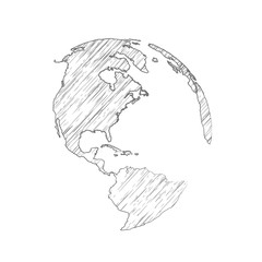 Vector globe icon of the world. pencil sketched