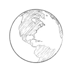 Vector globe icon of the world. pencil sketched