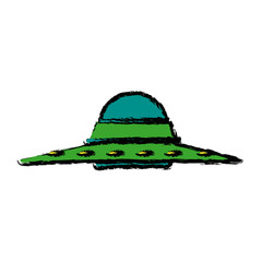 ufo saucer spaceship vehicle object icon vector illustration