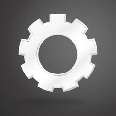 White gear realistic on grey background.