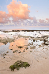 Reef, tidal pools and rocks on Cannons Beach, Ha'ena, Kauai, Hawaii