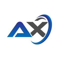 Obraz premium vector initial logo letters ax with circle swoosh blue gray