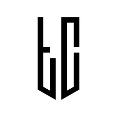 initial letters logo tc black monogram pentagon shield shape