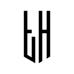 initial letters logo th black monogram pentagon shield shape