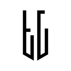 initial letters logo tl black monogram pentagon shield shape