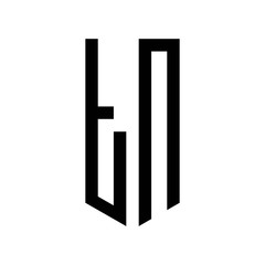 Obraz premium initial letters logo tn black monogram pentagon shield shape