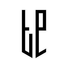 initial letters logo tp black monogram pentagon shield shape
