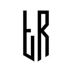initial letters logo tr black monogram pentagon shield shape